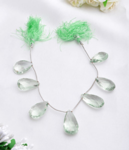 Amatista Verde Facetada en Forma de Pera, 1 Hilo de Piedras Preciosas Naturales para la Elaboración de Joyería Fina - Product Image 3