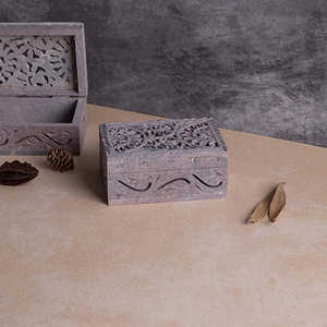 กล่องเก็บเครื่องประดับหินอ่อนแกะสลักด้วยมือสไตล์วินเทจ กล่องสมบัติสุดหรู - Product Image 3