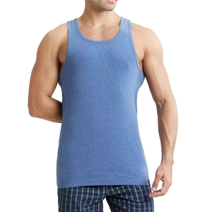 Débardeur côtelé personnalisé en gros pour homme, 100 % coton blanc, impression de logo personnalisée, polyester/coton - Product Image 1