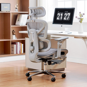 Chaise de bureau ergonomique moderne pour cadre dirigeant avec appui-tête réglable, fonction pivotante et support lombaire inclinable en tissu entièrement en maille - Product Image 1