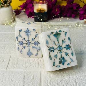 Handcrafted Elegant Rectangle Shape Marble Inlay Mother Pearl Jewelry Box Exclusive Gift for Birthday Wholesale Price Available - Product Image 1
