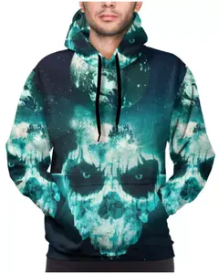 Sudadera con capucha de gran tamaño y con hombros descubiertos y logotipo personalizado para hombre, ropa de calle con estampado digital para la temporada de otoño - Product Image 3