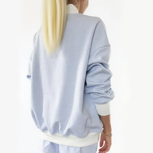 Haute qualité personnalisé femmes longs ensembles doux coton polaire goutte épaule Baggy pull col montant sweat hiver automne - Product Image 4