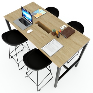 Industrial Design 160x80x105cm Standing Conference <b>Table</b> Plywood Wood with Iron Legs Assembly Required-STD68039 - Product Image 3
