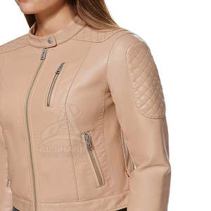 Chaqueta de cuero genuino para mujer Chaqueta de cuero de moda con cremallera para uso en invierno a la venta - Product Image 6