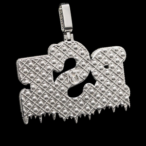Collier Pendentif Hip Hop en Acier Inoxydable avec Perles et Diamants Glacés, Logo Personnalisé - Product Image 2