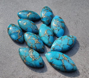 Piedra preciosa suelta cabujón calibrado en forma de marquesa turquesa de cobre azul Natural para joyería DIY anillo colgante Fabricación de piedras preciosas - Product Image 3