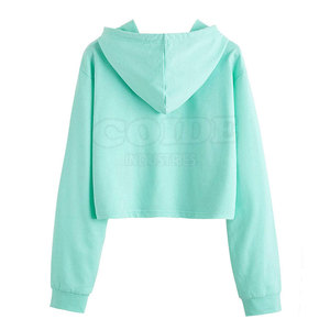 100% Cotton Crop Top Gym Hoodies For Women Casual Drop Shoulder Oversized Casual Hoodie Sweatshirt - Product Image 2