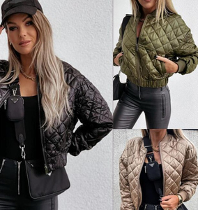 Nouvelle veste bomber d'hiver pour femmes, respirante, coupe-vent, design tendance, longueur classique, noire, teinte, 100% polyester - Product Image 5