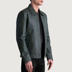 NIMBORO SPORTSWEAR <b>Men's</b> Genuine <b>Leather</b> Mandarin Collar Zip Front Regular Fit Quick Dry Breathable Anti-UV Eco-Friendly <b>Jacket</b> - Product Image 2