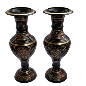 High Quality Brass Flower <b>Vase</b> With <b>Engraving</b> Gold And Black Paint Finished For Home Decor Table Decoration Flower <b>Vase</b> - Product Image 2