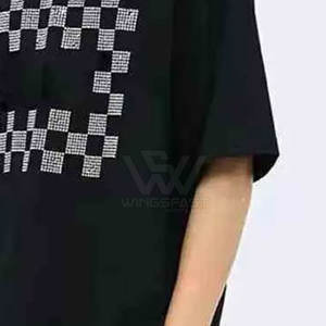 Oem Low Moq Diseña tus propias camisetas con diamantes de imitación Último estilo 100% algodón Loose Fit Impreso Rhinestone Camiseta para hombres - Product Image 6