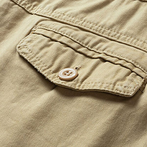 Short à taille élastique et à cordon de serrage pour hommes, 100% coton, motif uni, tenue décontractée, tissu en toile, poche, séchage rapide - Product Image 2