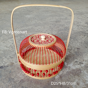 Multi-Function <b>Bamboo</b> Storage Basket with Handles Folk Art Craft Handmade China Origin VGREENART - Product Image 4