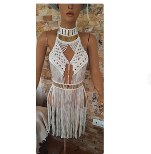 Trendy WEDDING GIFT for FIRST NIGHT Cotton Hand Woven <b>Festival</b> Clothing Bustier Crop <b>Top</b> Women Macrame Beach Dress - Product Image 1