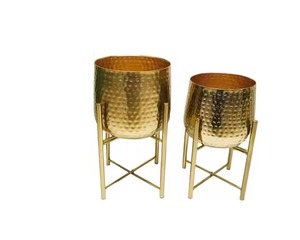 Latest Style Modern Indoor Outdoor Hammered Gold Plated Planter Pots Durable Decorative <b>Garden</b> Accessory - Product Image 2