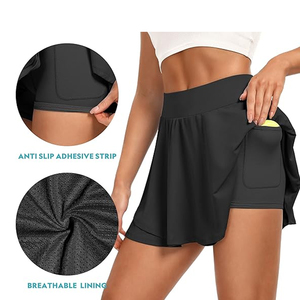High Waisted Women's Polyester/Cotton A-Line Skirt Pleated Tennis School Style <b>Back</b> Zipper Customizable High Quality Customized - Product Image 3