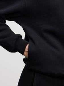 Último diseño personalizado mujer relajado Jersey media cremallera negro gota hombro dos piezas chándal para mujeres gimnasio entrenamiento y ropa de calle - Product Image 3