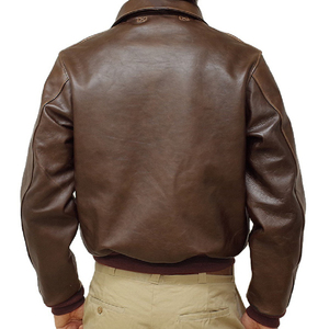 Chaqueta de Cuero Estilo A2 para Hombre, Chaqueta de Piloto Retro de Cuero Genuino, Chaqueta de Cuero de Aviador RAF Estadounidense - Product Image 4