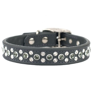 Collar de perro de cuero de vaca sólido hecho a mano con diamantes de imitación y tachuelas Calidad superior Fabricante indio superior Mayorista y proveedor - Product Image 1