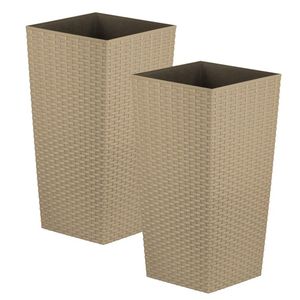 Jardinera redonda de hierro y caña para decoración de jardín y jardinera de mimbre y algas marinas de color natural - Product Image 6