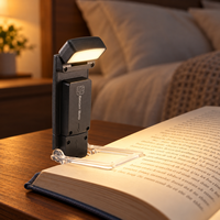 Lampe de lecture LED rechargeable par USB avec batterie 500 mAh, 3 modes d'éclairage, 5 niveaux de luminosité et fonction de mémoire de mode
