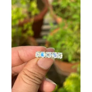 Five Round Moonstone <b>Ring</b> <b>925</b> Sterling <b>Silver</b> Handmade Gemstone <b>Ring</b> Wholesale Jewelry Supplier - Product Image 1