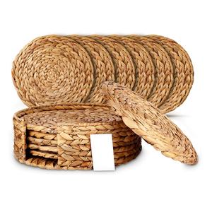 Sous-verre artisanal rond en jacinthe d'eau, napperon pour table à manger, vente en gros pour maison, hôtel, restaurant - Product Image 3