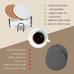 Posavasos de sublimación de cerámica de estilo mármol clásico de último diseño, tamaño personalizado con fondo de corcho - Product Image 2