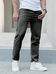 Pantalones vaqueros de pierna recta inspirados en el Hip Hop gótico de cintura media para hombre, declaración Vintage audaz, ajuste Regular, cómodo y elegante, Verano - Product Image 3