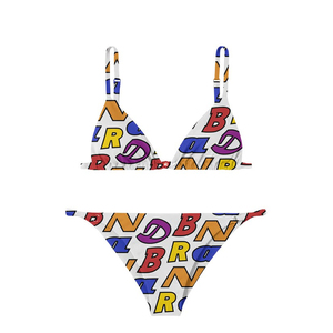 Luxury 220 GSM Quick Dry Polyester Elastane Colorful Letter <b>Bikini</b> <b>Set</b> Private Label DTF Women <b>Bikinis</b> <b>set</b> - Product Image 1