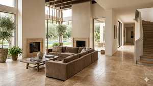 Baldosas de Travertino Nogal Pulido Relleno de Piedra 20x20cm para Exteriores, Duraderas para Jardín y Caminos, Fabricadas en Turquía para Hoteles y Villas - Product Image 2