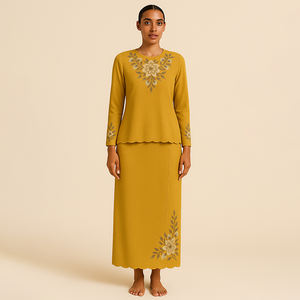 Modest Modern Malaysian BAJU KURUNG Set Plus Size Anti-Static Muslim Clothing for Formal <b>Weddings</b> - Product Image 3