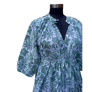 เดรสทำงานผ้าฝ้ายถักสไตล์วินเทจ ทรงเอ ยาวแบบแม็กซี่ แขนพอง ลายดอกไม้ คุณภาพสูง เป็นมิตรกับสิ่งแวดล้อม สวมใส่สบาย - Product Image 5