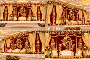Cortinas de Fondo Bordadas con Ganesha para Bodas Hindúes Tradicionales, Compre Increíbles Cortinas de Fondo para Escenarios de Sangeet, Decoración para Eventos en EE. UU. - Product Image 2