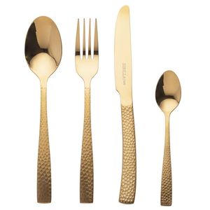 Set di posate Bali Sibilla da 24 pezzi in acciaio inossidabile lucido con manico in oro opaco, include coltelli - Product Image 1