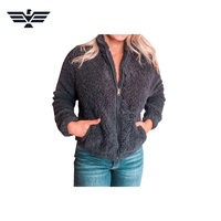Blouson Bomber Décontracté Femme 2025 – Meilleure Vente, Couleur Personnalisée, Col Montant Zippé, Tissé Sherpa, Chaud, Respirant et Épais pour Hiver et Automne