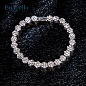 8mm 18K White Gold 925 <b>Sterling</b> <b>Silver</b> VVS Moissanite Diamond Hexagon Tennis <b>Bracelet</b> for <b>Men</b> - Product Image 2