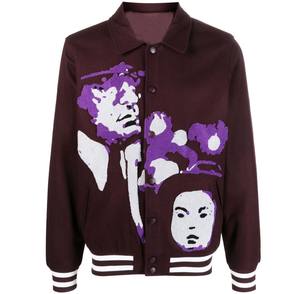 Vintage Winter Outdoor Baseball Bomber <b>Jacket</b> for Men Custom Embroidered Logo Sheep Skin Leather Cotton Printed Finished Product - Product Image 4