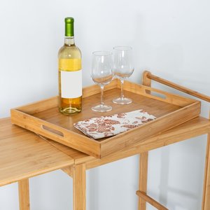 KIBamboo KIB008 Modern Design <b>Oak</b> Mobile Kitchen Shelf with Wheels 38x56x96cm - Product Image 5