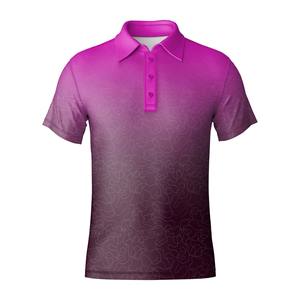 Chemises polo personnalisées en gros pour hommes Motif bleu dégradé moderne Tissu léger et respirant Polo de golf pour uniformes d'équipe - Product Image 4