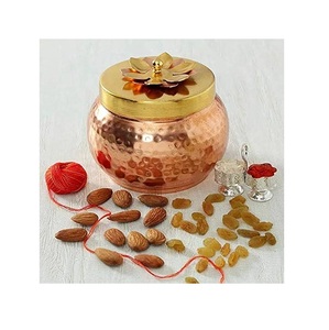 Frasco de fruta seca de cobre dorado puro de diseño clásico hecho a mano, pieza única para uso doméstico plano a un precio asequible - Product Image 1