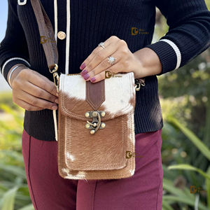 Sac à main élégant en cuir véritable avec fourrure de cheval, sac à bandoulière, sac bohème de luxe de haute qualité, multi-usages - Product Image 1