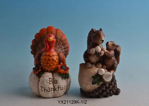 Venta directa de fábrica estante de resina sentado conejito oso espantapájaros figuritas otoño Halloween decoración de Acción de Gracias - Product Image 5
