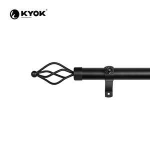 Tringle à rideau noire KYOK avec embout décoratif, design moderne et élégant, installation facile, forme ronde, diamètre de 0,75 à 0,99 pouce - Product Image 1