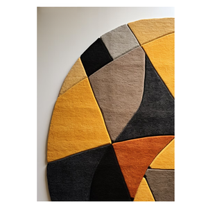 Premium Modern Woolen Hand Tufted Area Rug High Pile Vibrant <b>Yellow</b> Black Abstract Design Handmade Home Decor for Living Dining - Product Image 3