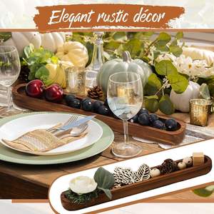 8 piezas de cuencos de masa de madera, bandeja de oliva larga de madera rústica, accesorios decorativos para tablero de charcutería, decoración de cuencos de madera tallada a mano - Product Image 4