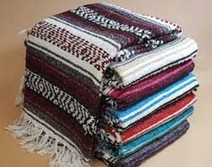 Woven Serape <b>Blanket</b> Floral and Solid Pattern Knitted Technique Festival Style Mexican Falsa for Beach Picnic Yoga Camping by hi - Product Image 4