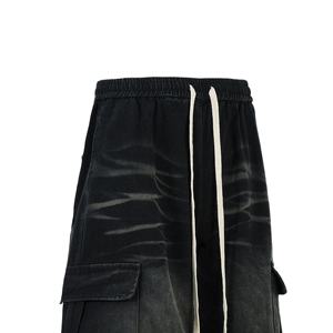 กางเกงยีนส์แบบผูกเชือกสำหรับผู้ชายสำหรับฤดูใบไม้ร่วงฤดูใบไม้ผลิกางเกงยีนส์ทรงตรงสไตล์ฮิปฮอปสีเข้มกลาง - Product Image 4