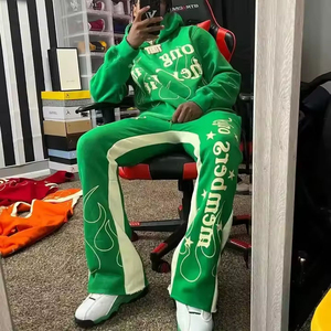 Conjunto de chándal y sudadera con capucha y pantalones de chándal unisex con serigrafía y logotipo personalizado OEM, ropa de calle, chándal, chándal - Product Image 4